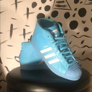 Adidas baby blue pro Model shell toe high tops!